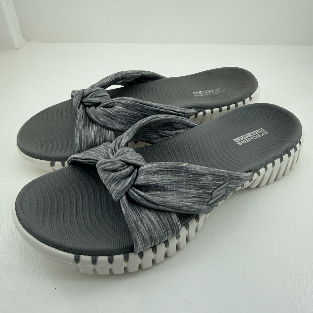 Skechers GO WALK Smart Women's Size 8 Gray Knotted Yoga Mat Casual Slide Sandals